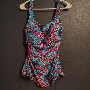 Anita Vibrant Patterned Swim Tankini Top With Adjustable Straps.